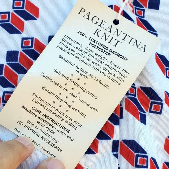 Vintage 70s Polyester Knit Shirt NWT S M Oversize Collar Lee - Picture 7 of 12